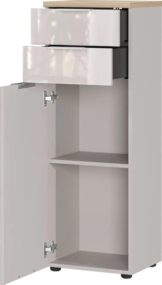 Krémová lesklá vysoká/úzka kúpeľňová skrinka 39x112 cm Tavira – Germania