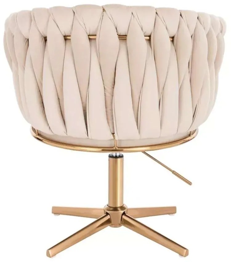 LuxuryForm DESIGN Kreslo NORDEN VELUR na zlatom kríži - krémové