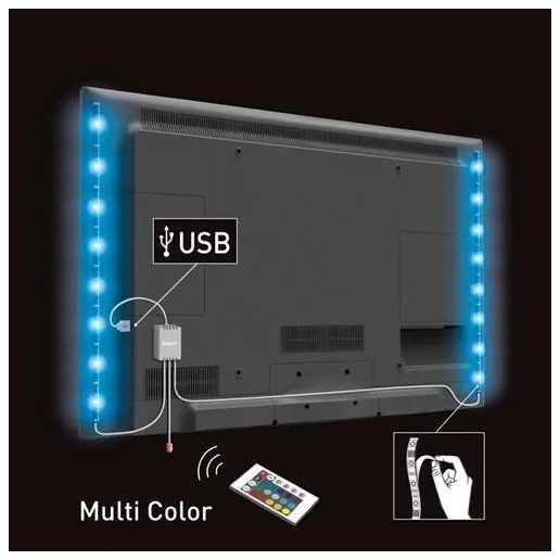 Solight WM504 - SADA 2x LED RGB Pásik pre TV s ovládačom IP65 LED/USB 50cm
