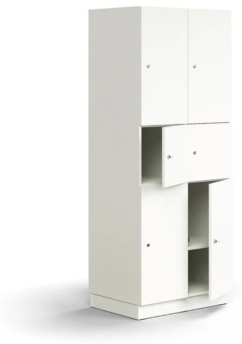 Priehradková skrinka QBUS, 6 priehradiek, so soklom, 2020x800x570 mm, biela