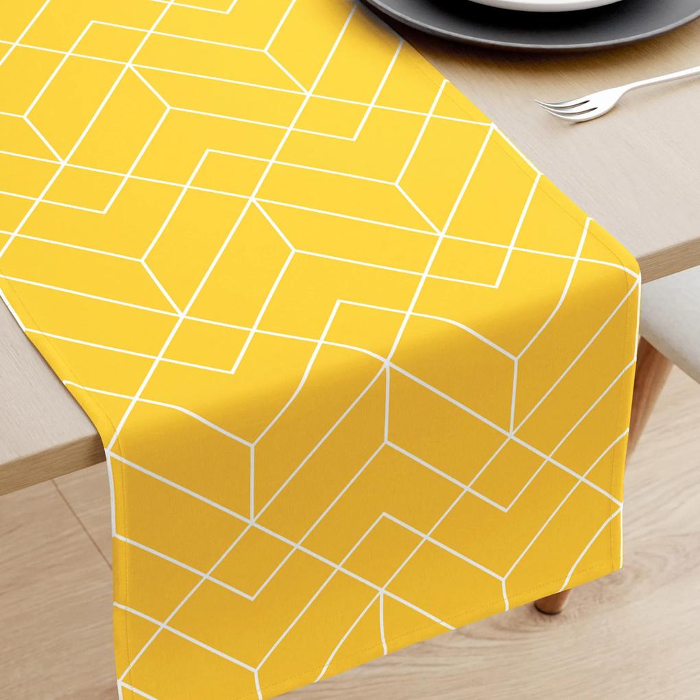 Goldea behúň na stôl 100% bavlnené plátno - mozaika na žltom 35x140 cm