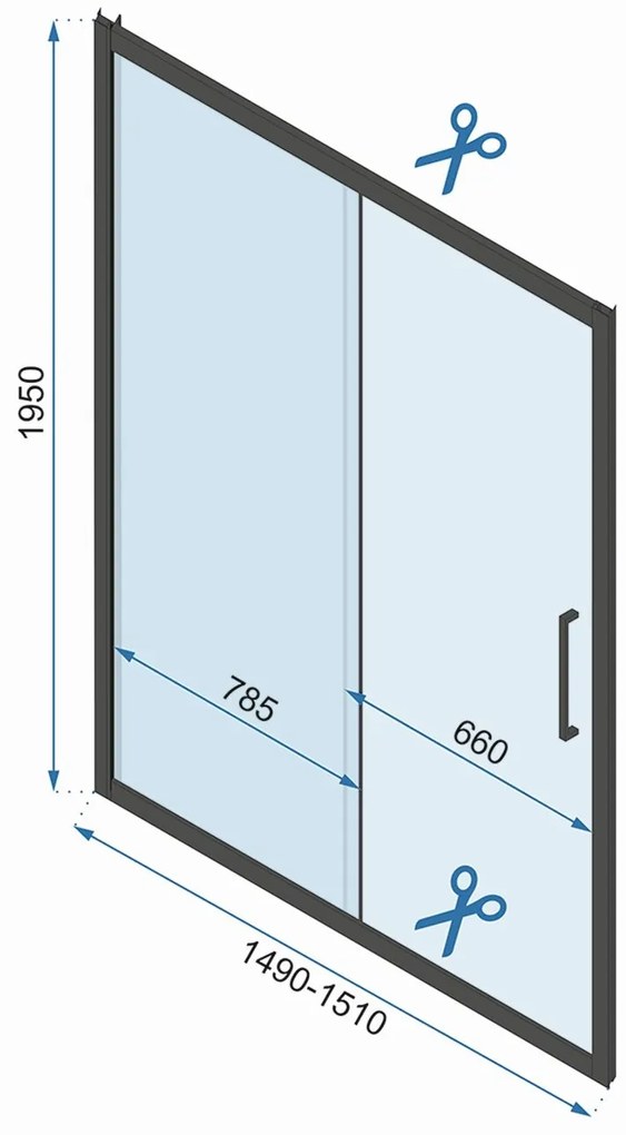 Rea Rapid Slide, 3-stenová sprchová kabína 150 (dvere) x 90(stena) x 90(stena) x 195 cm, 6mm číre sklo, chrómový profil, KPL-09116