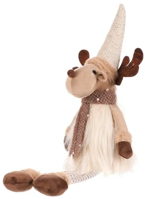 Vianočná dekorácia Sob visiace nohy, v. 54 cm, béžová/hnedá