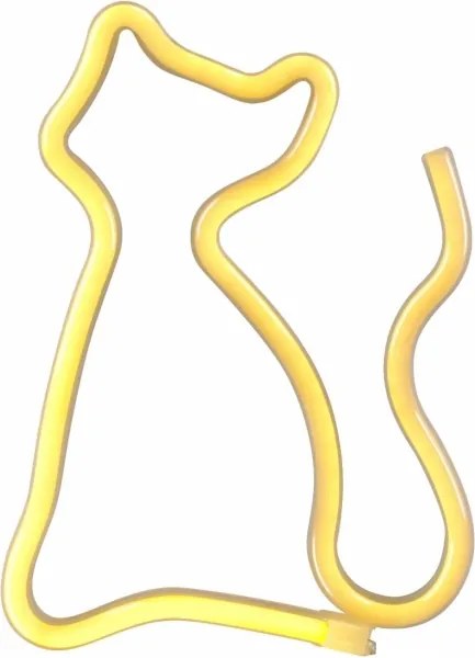 LED Neónová nástenná dekorácia CAT LED/3W/3xAA USB žltá