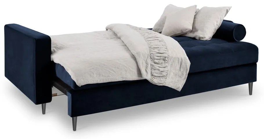 Modrá zamatová rozkladacia pohovka Milo Casa Santo