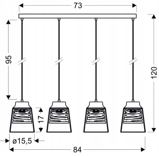 Luster na lanku FRESNO 4xE27/60W/230V