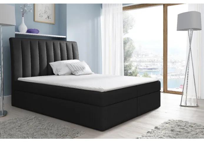 Kontinentálna posteľ Kaspis čierna 200 x 200 + topper zdarma