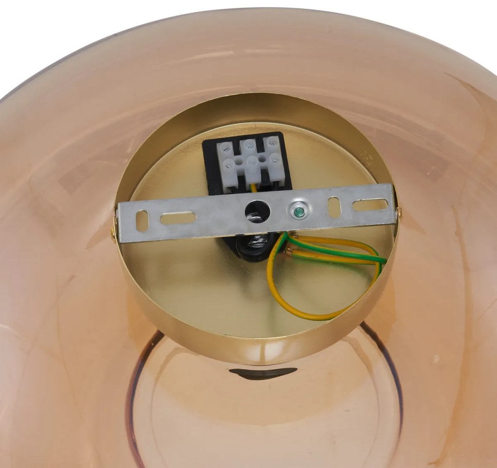 Art Deco stropné svietidlo mosadz s jantárovým sklom 40 cm - Busa