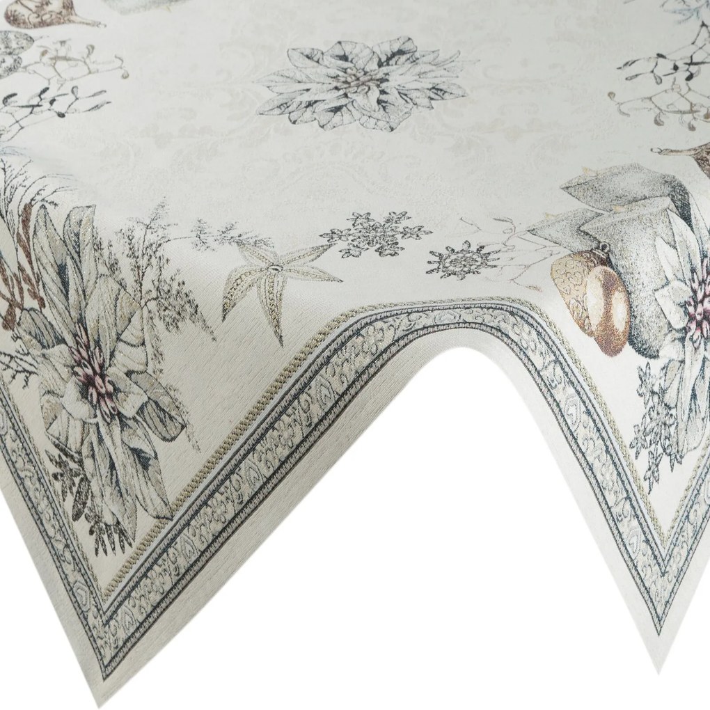 EUROFIRANY VIANOČNÝ GOBELÍNOVÝ OBRUS CANDL 100X100 CM VZOROVANÝ