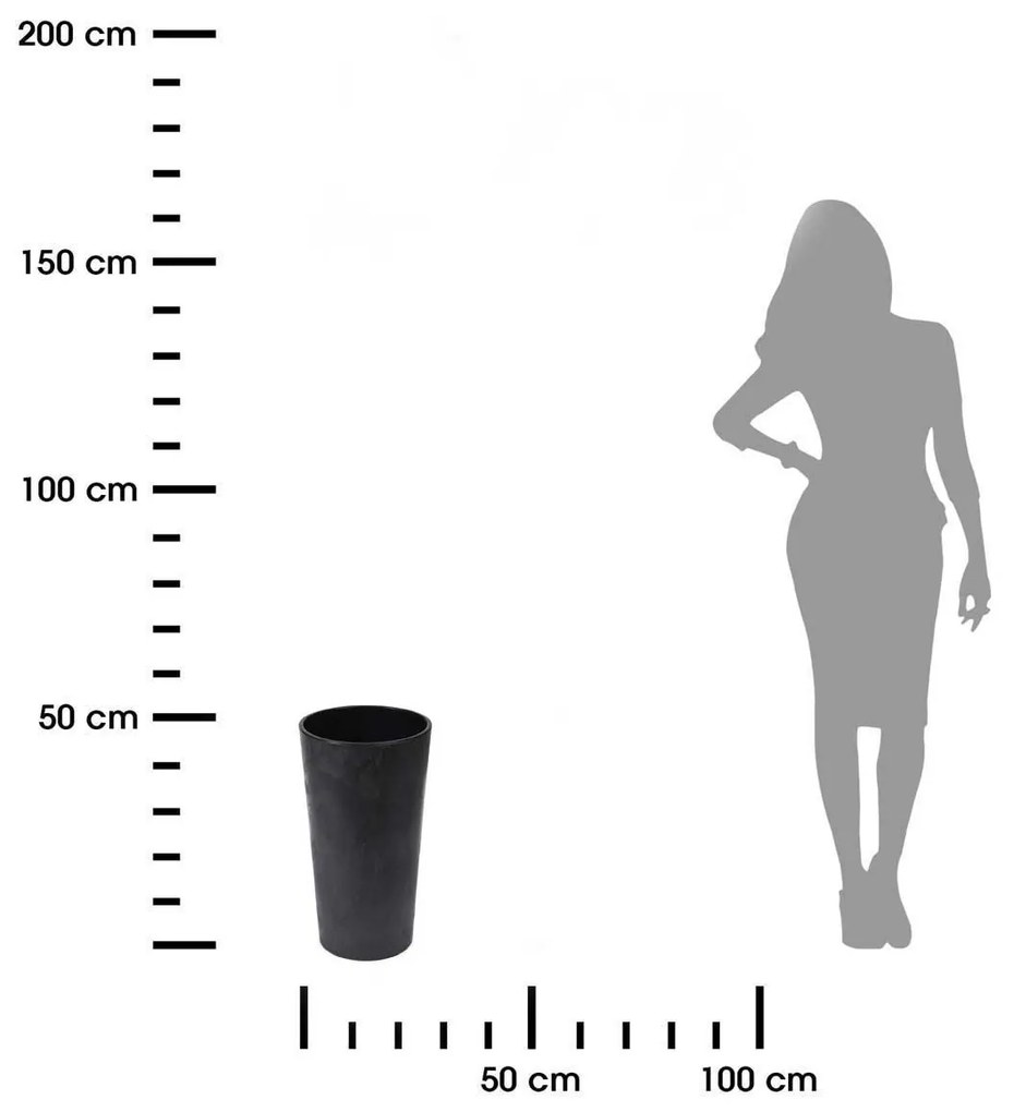 PLASTOVÝ KVETINÁČ URBANIKA 46X25 CM IMITÁCIA BETÓNU ČIERNA