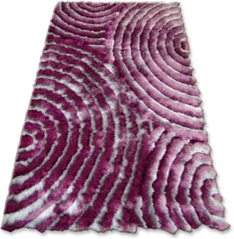 3kraft Kusový koberec SHAGGY 3D CLARK stříbrný / fialový