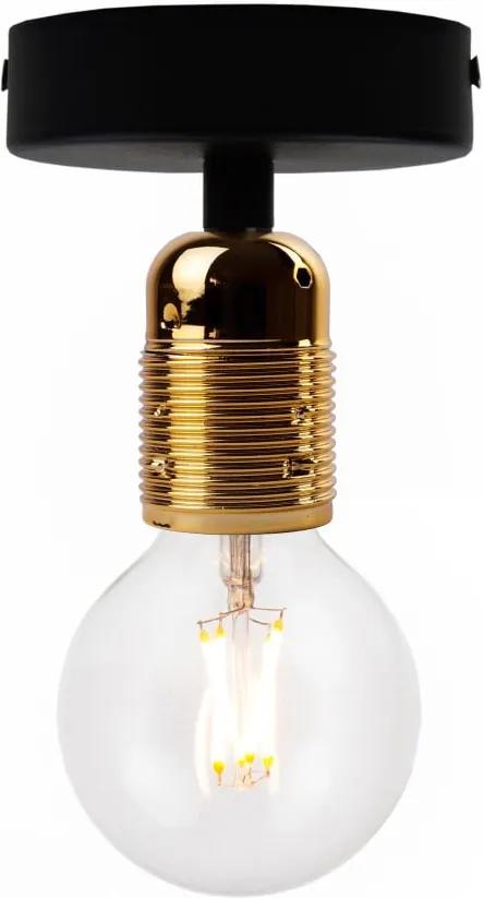 Čierne stropné svietidlo so zlatou objímkou Bulb Attack Uno Basic