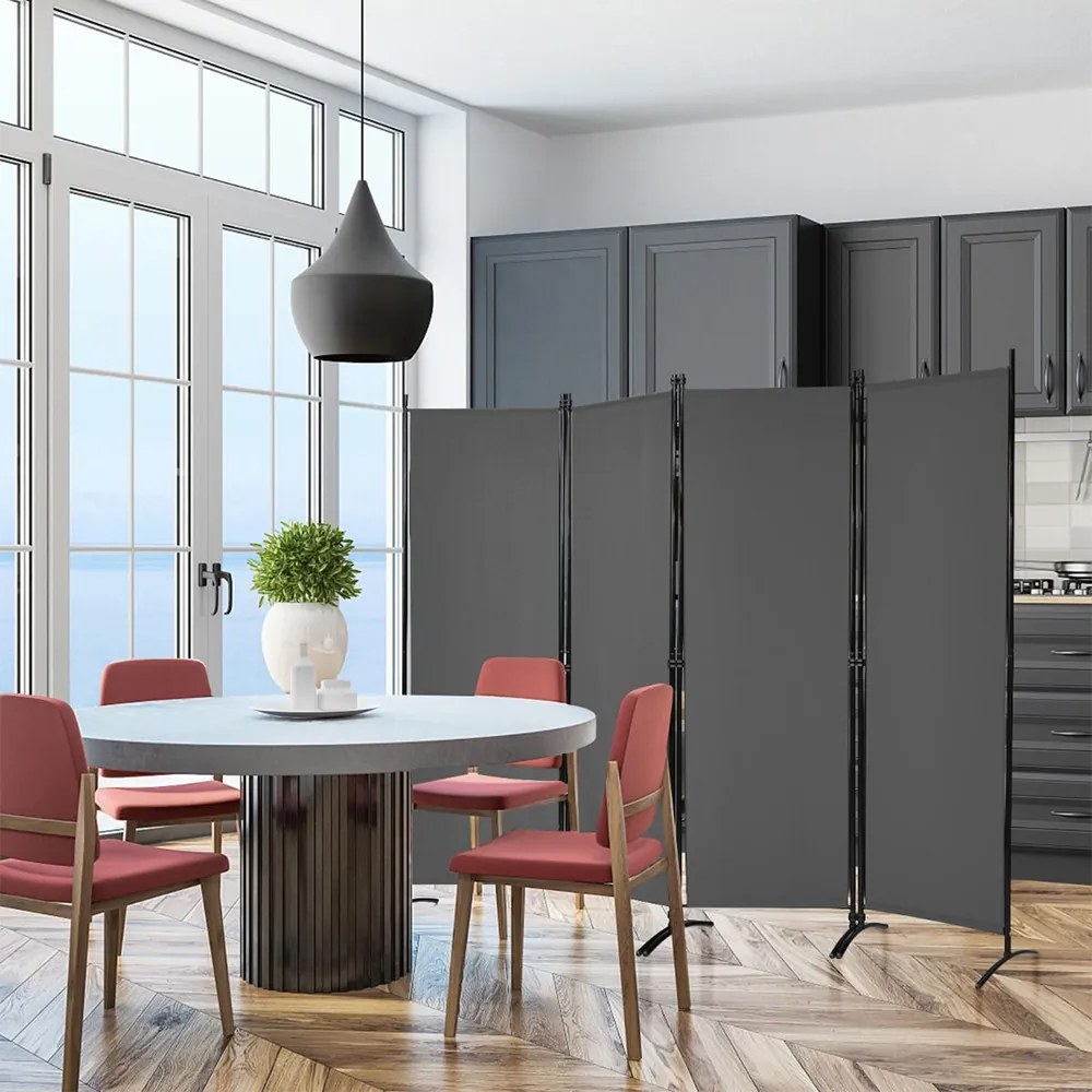 4-panelový paraván 173 cm šedý