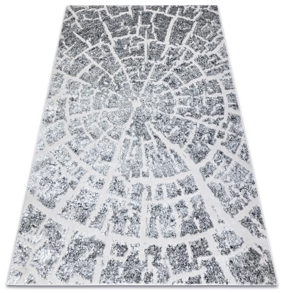 Moderný MEFE koberec   6185  Peň stromu  - Štrukturálny,  dve vrstvy  rúna sivá