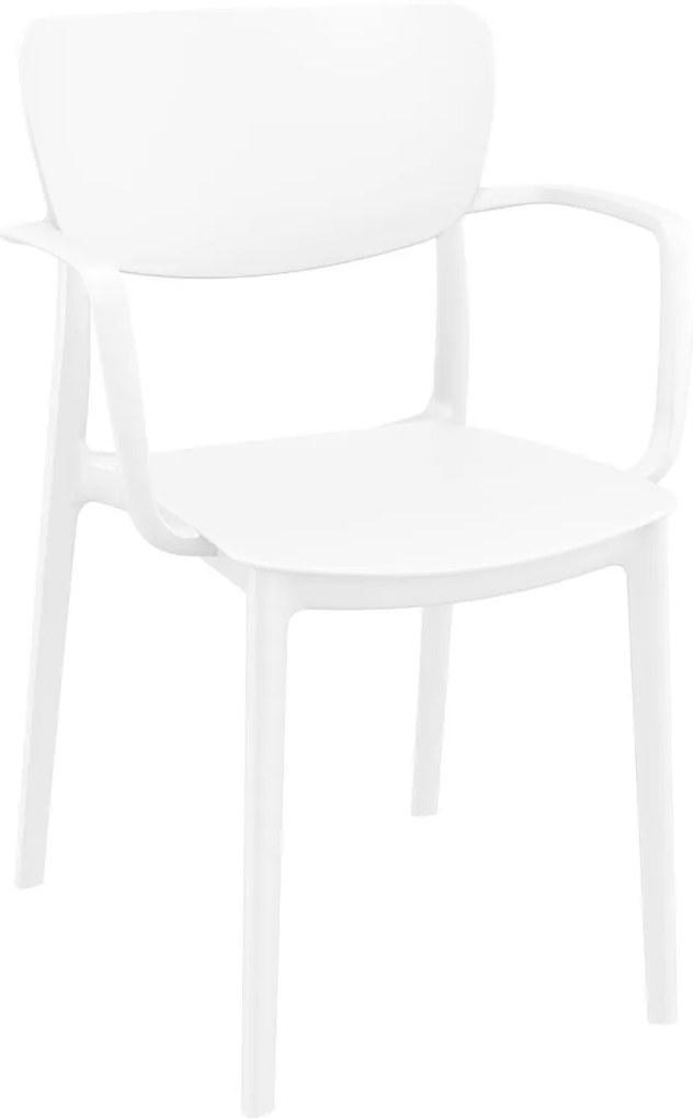 LISA záhradná stolička s podrúčkami white