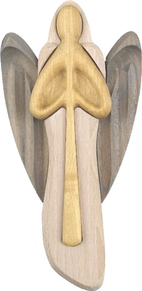 AMADEA Drevený anjel s flautou, farebný, masívne drevo, 22x12x2 cm