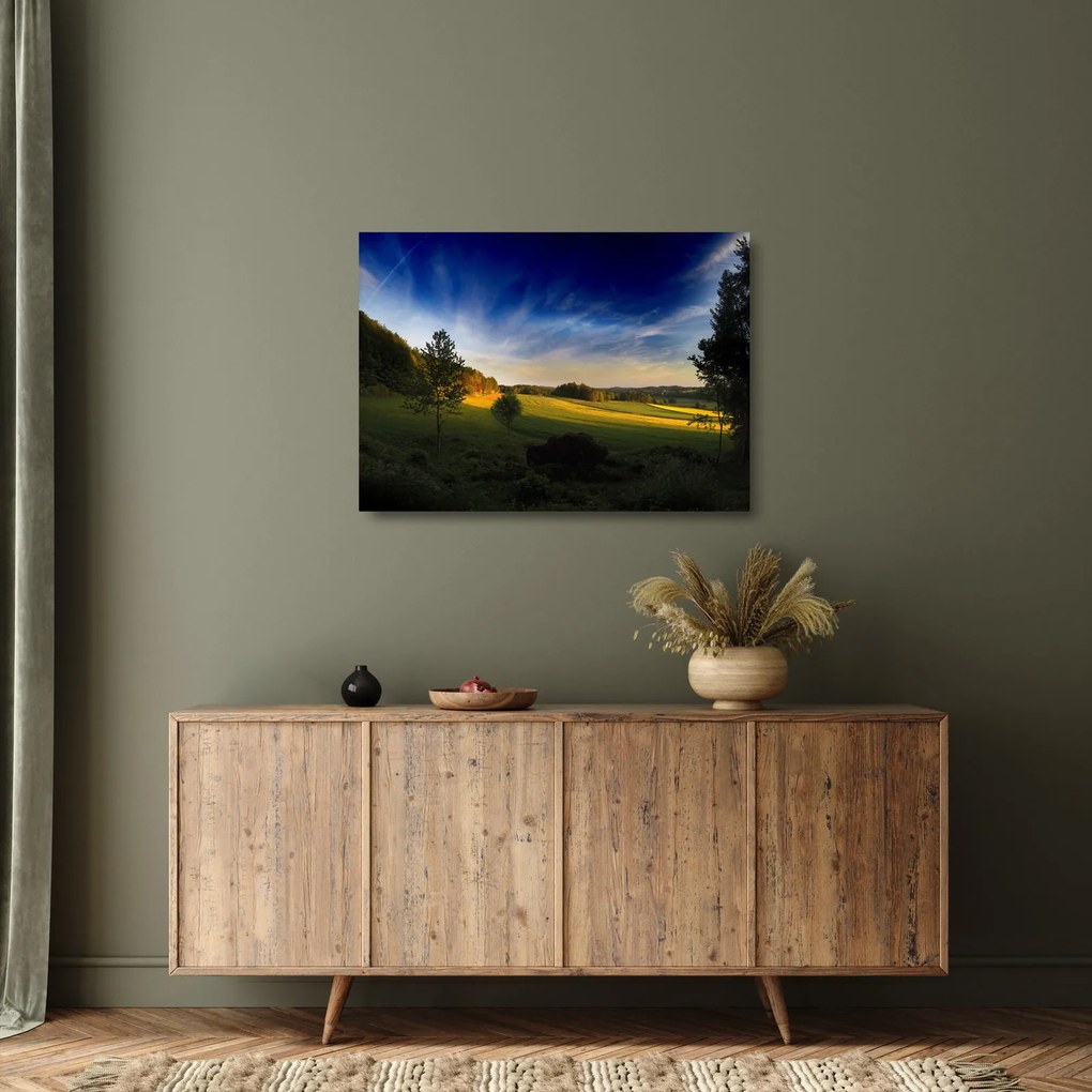 Sklenený obraz - Horská lúka (70x50 cm)