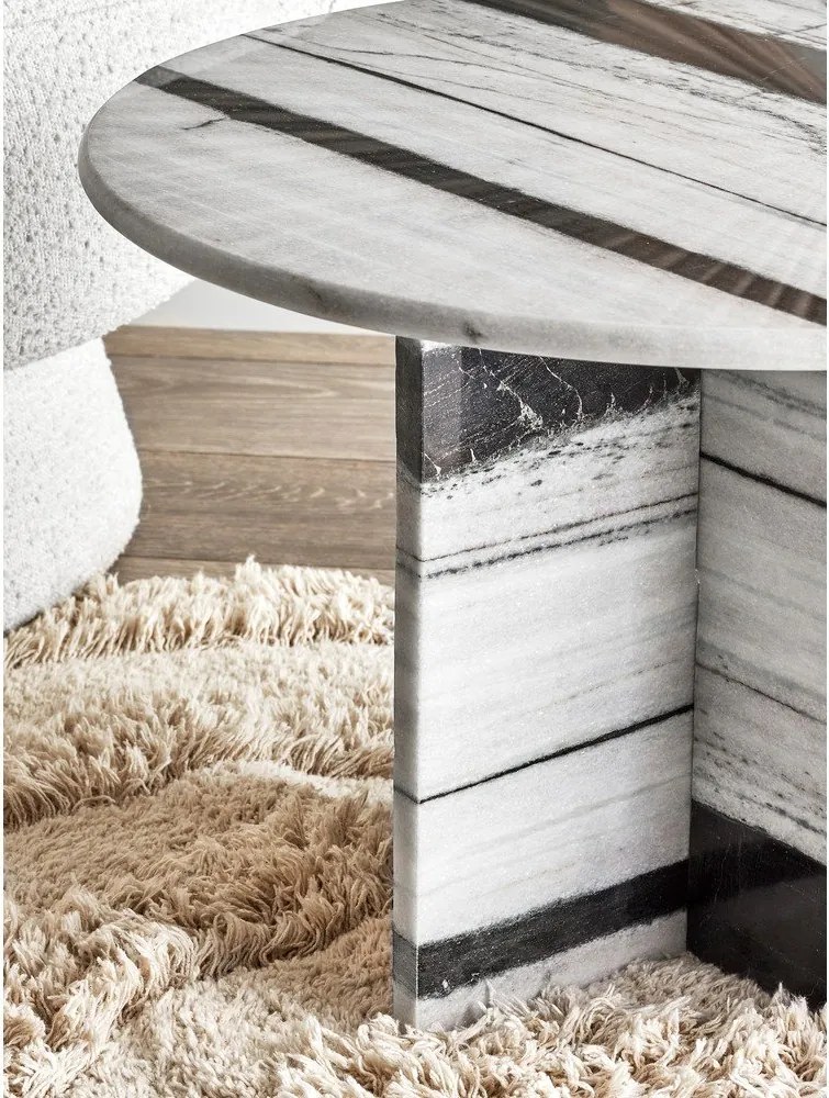 Čierno-biely mramorový okrúhly konferenčný stolík ø 61 cm Rosito – Bloomingville