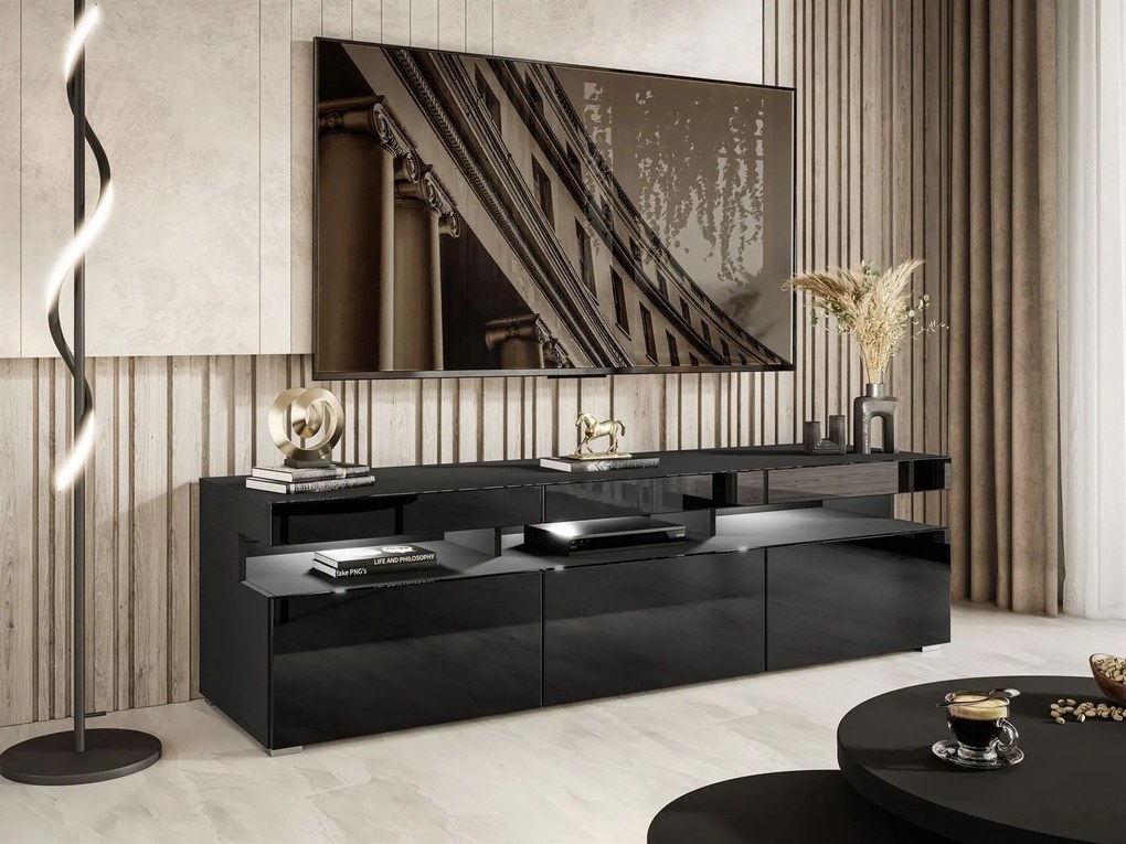 TV STOLÍK ALEX LED ČIERNY VYSOKÝ LESK