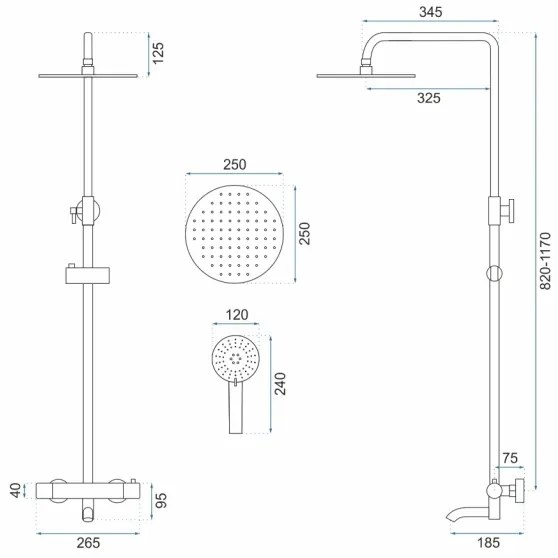 REA-P6604 - Sprchová súprava s termostatickou batériou LUNGO, brúsené zlato