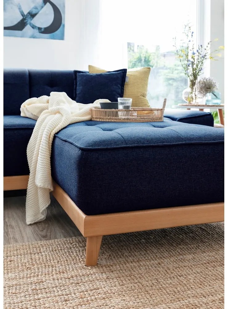 Námorníckymodrá rozkladacia pohovka do "U" Miuform Dazzling Daisy, ľavý roh