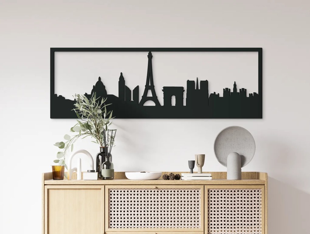 drevko Obraz Paríž panoráma Rozmer obrazu: 29,5 x 89 cm, Farba dekorácie: Čierna