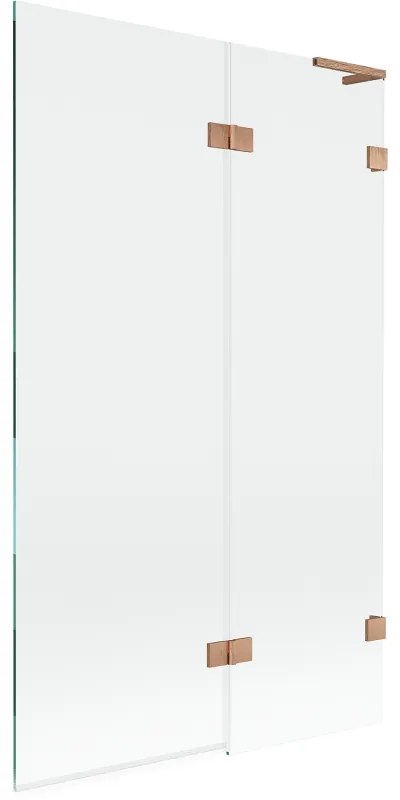 Mexen Lunar L, 2-krídlová vaňová zástena pravá 110 x 150 cm, číre sklo, medená matná, 897L-110-100-65-00-P