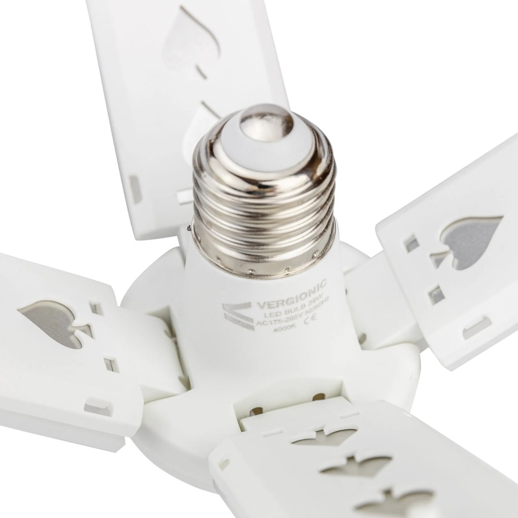 Vergionic 7204 Štvorramenná skladacia LED žiarovka 28 W, E27, 6500K, studená biela