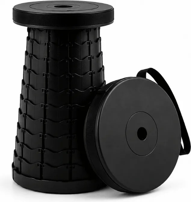 Kempingová stolička CAMPIO teleskopická 45 cm, čierna