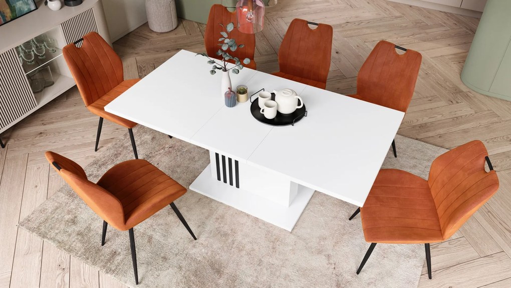 LEONEL Biely matný – MODERNÝ ROZKLADACÍ STÔL AŽ DO 180 cm!