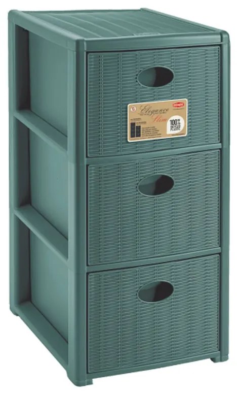 STEFANPLAST Úložný plastový regál Slim z recyklovaného plastu, 3 zásuvky