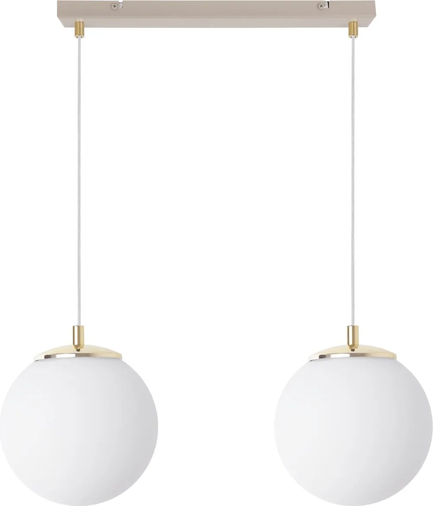 Závesné svietidlo Florence, 2x biele sklenené tienidlo, g/be