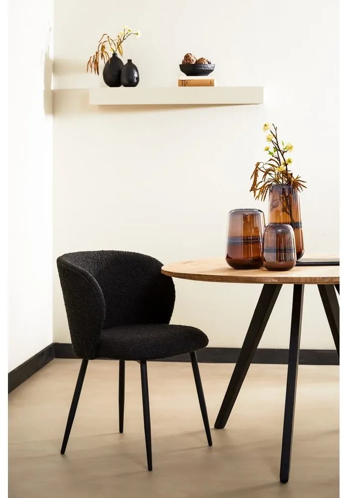 Čierne čalúnené jedálenské kreslo Elyna – Light & Living
