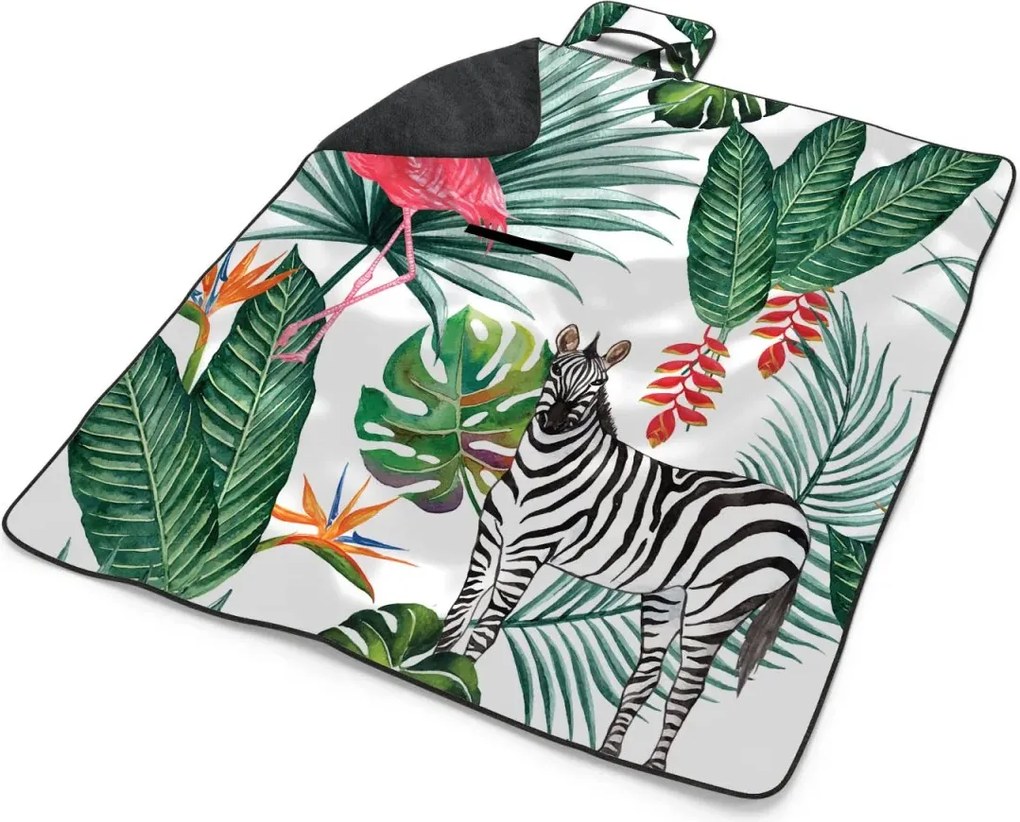 Sablio Plážová deka Zebra a Plameniak: 200x140 cm