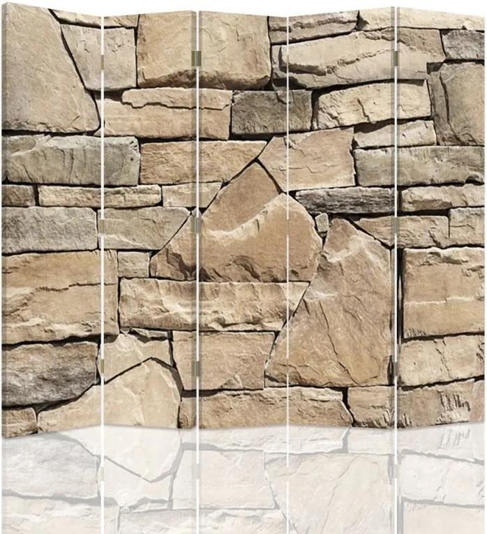 CARO Paraván - Sandstone Wall 1 | päťdielny | jednostranný 180x150 cm