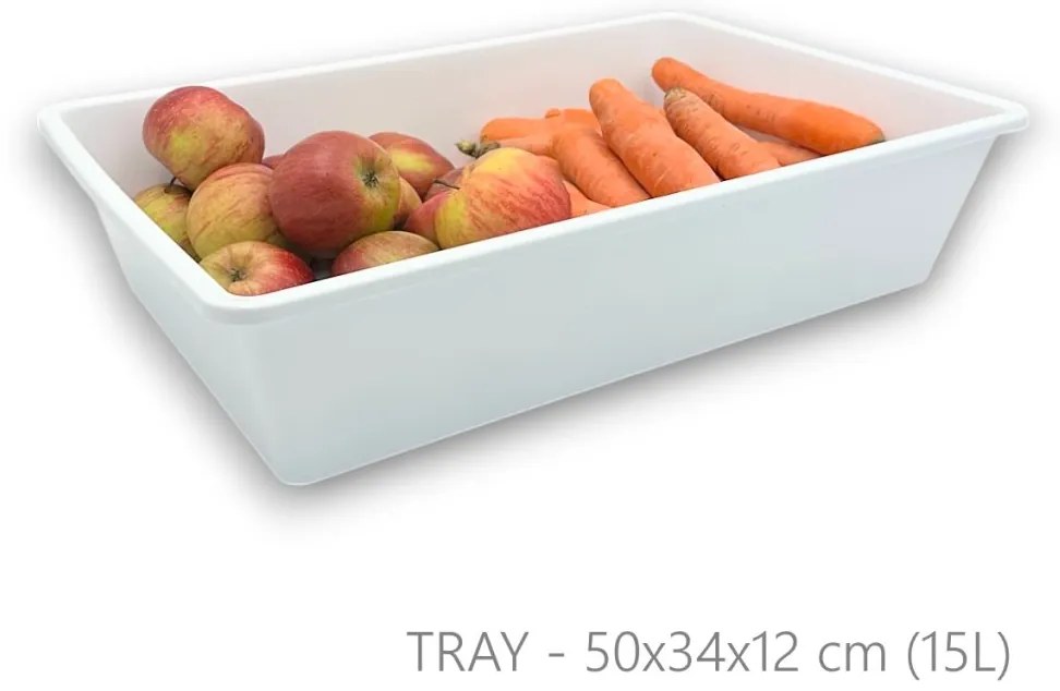 Organizér, úložný box do hlbokých skríň a špajzí, TRAY - 50 x 34 x 12 cm, biela