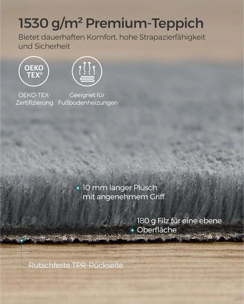 Koberec,  200 x 290 cm, protišmykový, možno prať v práčke, sivý