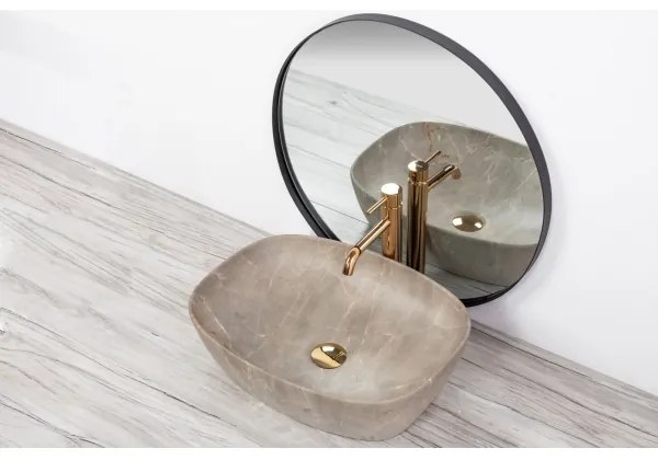 REA-U6647 - Umývadlo na dosku FREJA 39,5x51 cm keramika/šedá/mramorový dekor