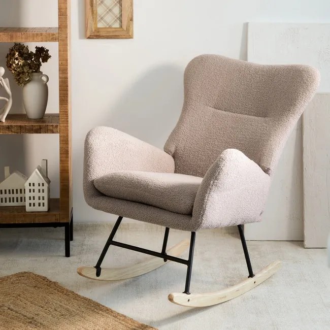 Hojdacie kreslo LUNNIE béžové TEDDY BOUCLÉ 856766