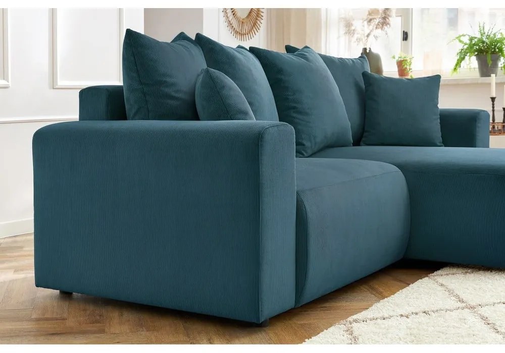 Modrá zamatová rohová pohovka Enjoy – Bobochic Paris