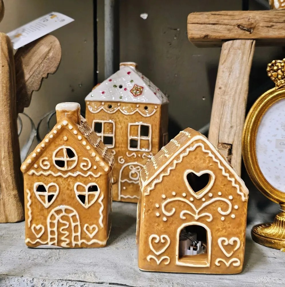 Hnedá perníková LED chalúpka Gingerbread Cott - 7*6*12 cm