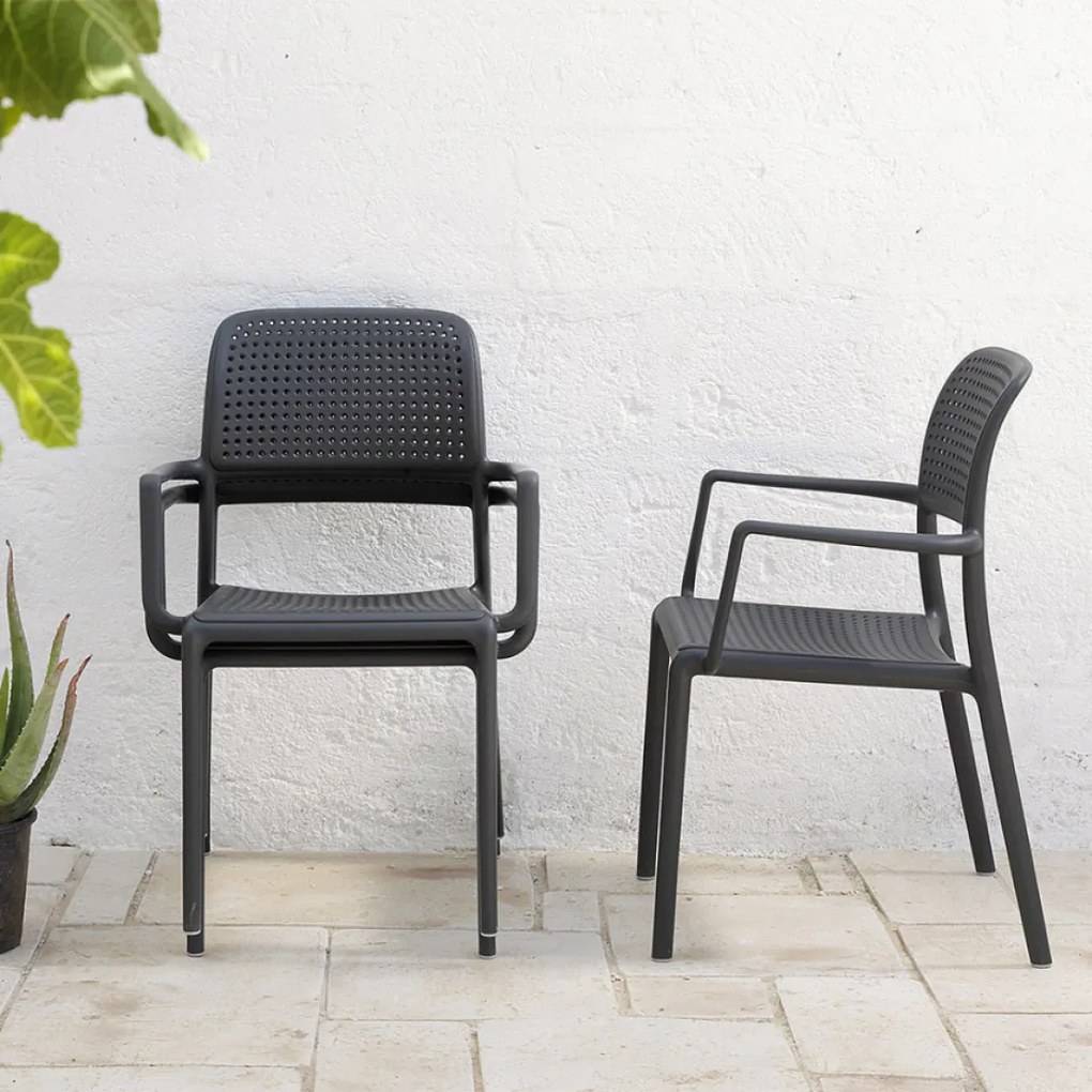 BORA ARMCHAIR záhradná stolička s podrúčkami antracite