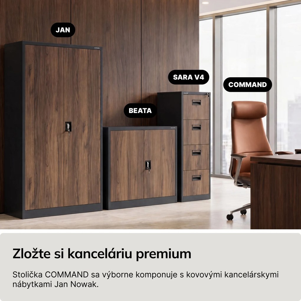 Kožené kancelárske kreslo pre riaditeľa hnedé: COMMAND