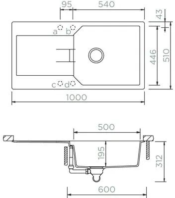 Granitový drez Schock Manhattan D-100L 510 x 1000 mm croma MAND100LUGCR