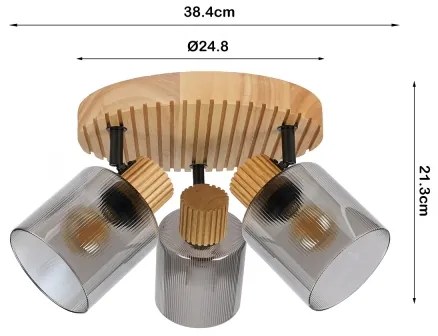 Brilagi - Bodové svietidlo HYGGE 3xE14/15W/230V drevo/dymové