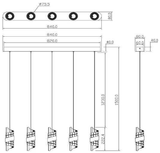 Lucide 13496/35/30 - LED Stmievateľný luster na lanku KLIGANDE 5xLED/7,8W/230V