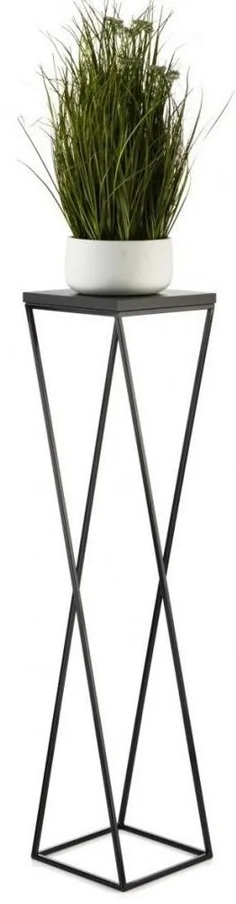 HowHomely Stojan na kvety LOFT 100x24 cm čierna 10-1631-100-BB-MDF