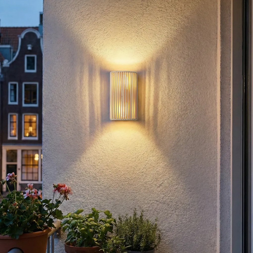 Japandi nástenná lampa béžová s lanom IP44 - Jayla