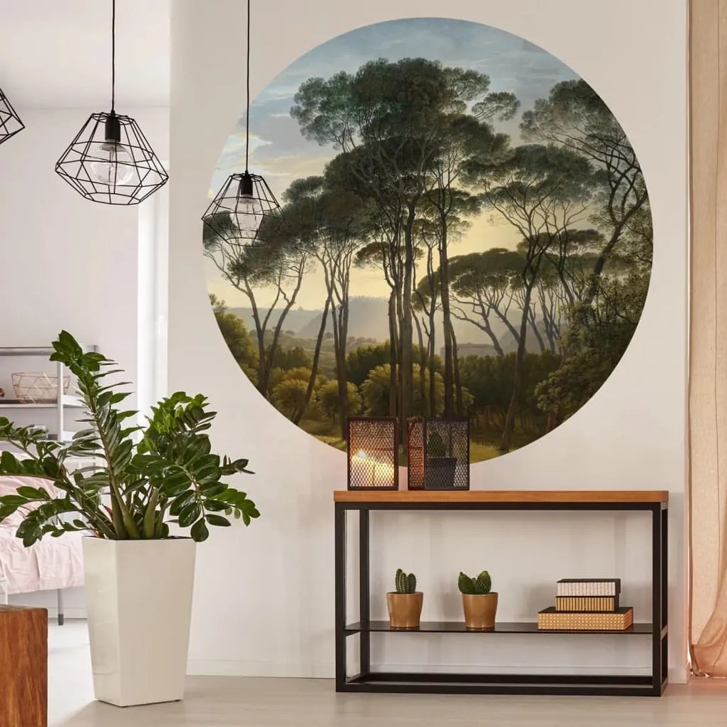 WallArt Kruhová tapeta Umbrella Pines in Italy 190 cm