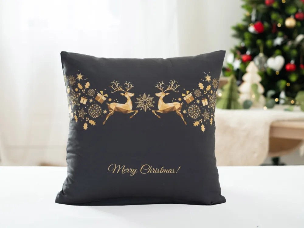 Tiptrade Vianočná obliečka na vankúšik 40 × 40 cm – Zlaté Vianoce
